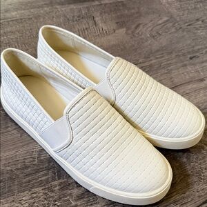 Vince Cream Woven Slip-On Loafers